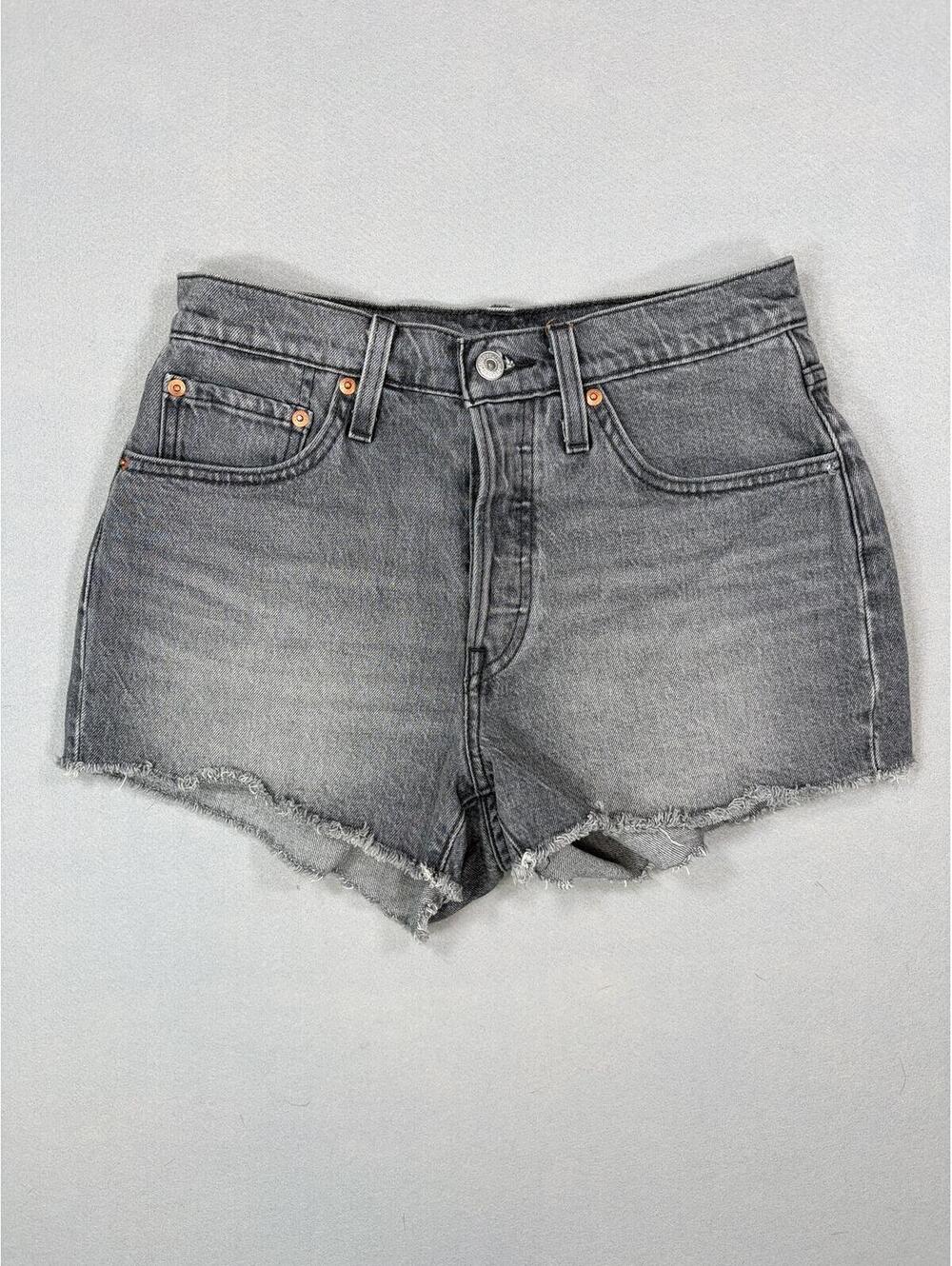 Levi's Premium 501 Cutoff 2" Denim Shorts Size 27 Grey Button Fly VTG Style